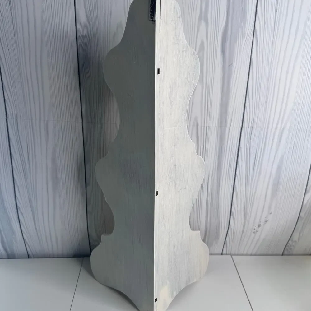 Vintage MCM White Painted Corner Shelf 3 Tier Shabby Cottage Primitive 25 x 11